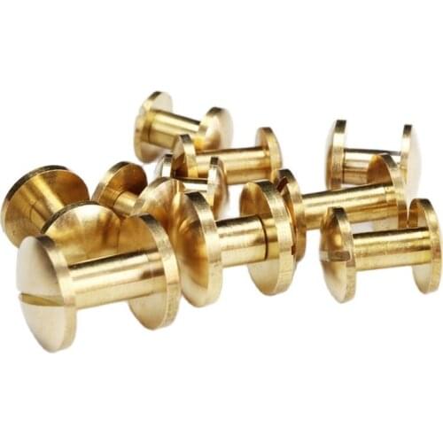 10mm Width Side Solid Brass I Shape Garment Rivet Stud Screw Back For Leather Craft Wallet Belt Bag Shoe Accessories