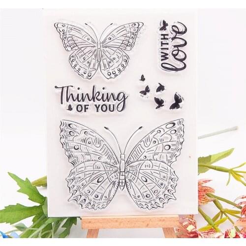 11*15CM Butterfly Text Transparent Clear Stamps / Silicone Seals Roller Stamp For DIY Scrapbooking Photo Album/Card Making