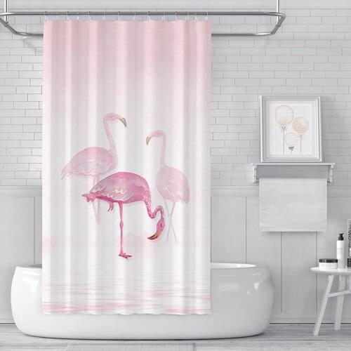 Nordic Flamingo Printing Shower Curtain Bathroom Curtain Waterproof and Mildewproof Shower Curtain