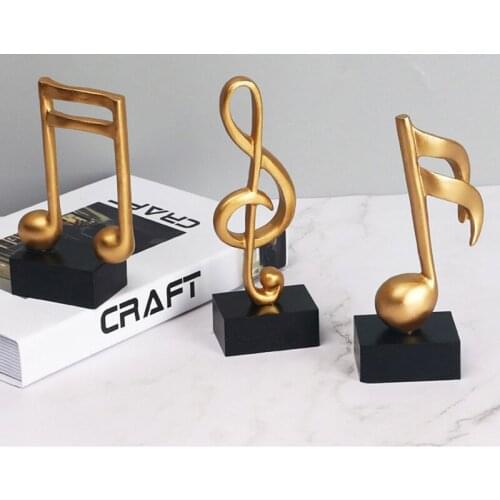Figurine Decorative Art Statue Golden Musical Note Handicraft Living Room Wine Cabinet Desk Ornaments Home Office Decor