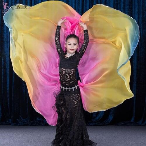 Dancing wing belly dance scarf dance accessories yarn throwing yarn simulation silk gradual change polyester silk harf circle