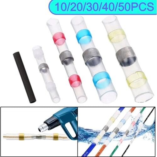 Waterproof Insulated Solder Seal Wire Connectors Heat Shrink Butt Tube Electrical Crimp Connectors Cable Splice Terminal Kit