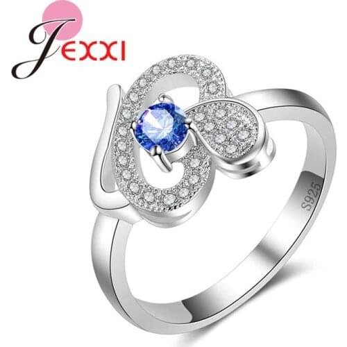 Unique Plant Pattern with Big Round Colorful Crystal Stone CZ Fashion Ring 925 Sterling Silver Loop Big Promotion