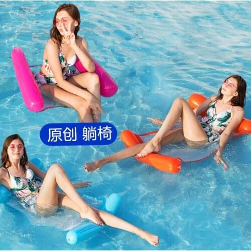 Water Hammock In Air Mattress Swimming Pool Beach Lounger Floating Sleeping Cushion Foldable Inflatable Air Mattress Bed Chair