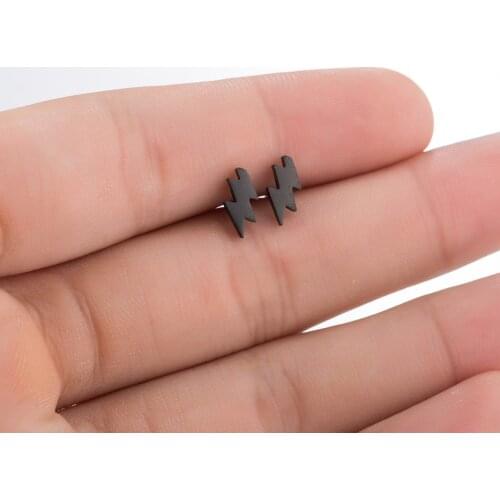 Yiustar 2020 October New Simple Black Lightning Earrings Exquisite Irregular Graphics Studs Ear Jewelry For Women