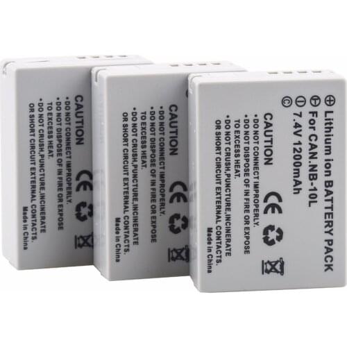 3Pcs NB-10L NB10L NB 10L Replacement Digital Battery for Canon PowerShot G15 G1X G16 SX50 SX40 G3X SX40HS SX50HS SX60HS Camera