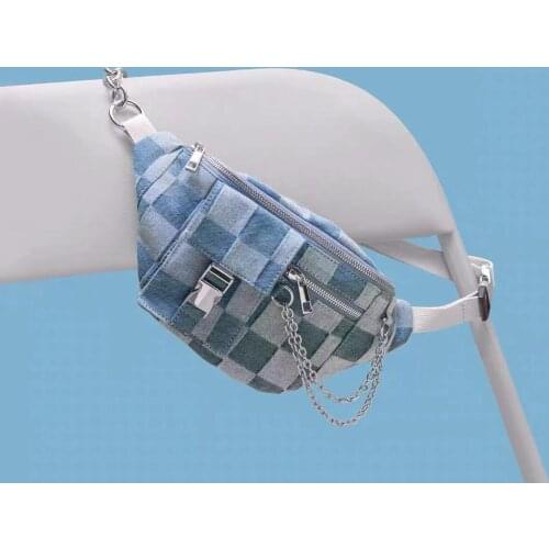 Waist Bag Women Denim Fanny Pack Ladies Messenger Bags Chain Belt Wallet Money Bag Canvas Waist Packs Travel Pouch Bag Bolsa