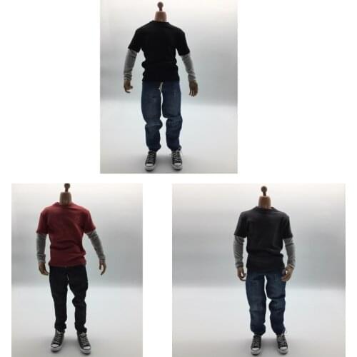 1/6 Scale Male Action Figure Dolls Outfits Casual Clothes And Canvas Shoes Set