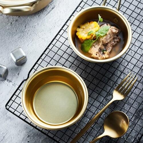 1Pc Korean Yellow Aluminum Bowl Rice Wine Bowl Cup Serving MAKGEOLLI Ramen Noodles Soup Food Bowl Kitchen Cookware