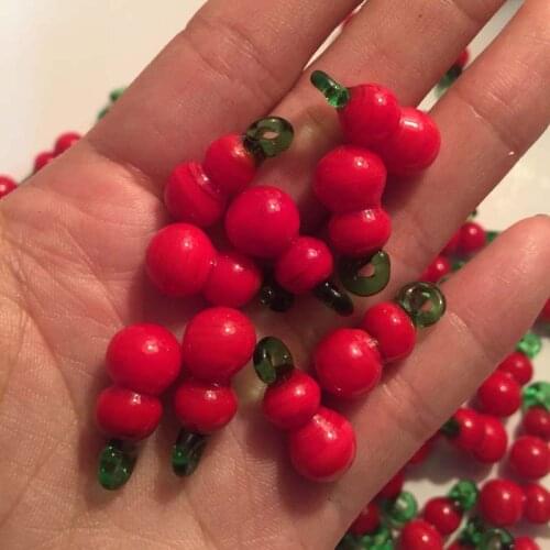 10pcs/lot Murano Lampwork Red Cucurbit / Calabash Glass Charms For Earring Necklace Jewelry Making