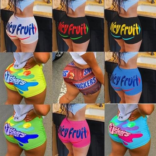 2020 New Fashion Sexy Skinny Shorts Summer Fitness Letter Print Casual Shorts