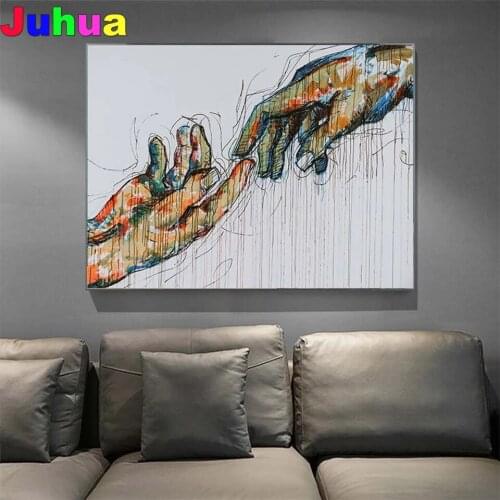 Abstract Graffiti Canvas Painting Full Drill Square Diamond embroidery lover hands DIY Diamond Painting Diamond mosaic art