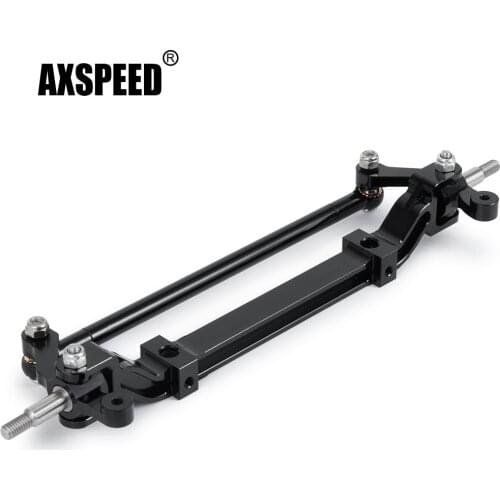 AXSPEED RC Toys Car Parts Black Metal Front Axle Steering Link Rod for Tamiya 1/14 RC Tractor Truck