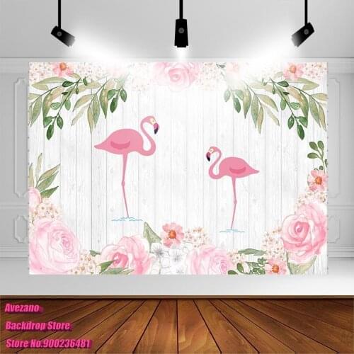 Avezano Photography Backgrounds Birthday Party Flamingo Board Backdrops For Photo Studio Photozone Photo Shoot Decor Wallpaper