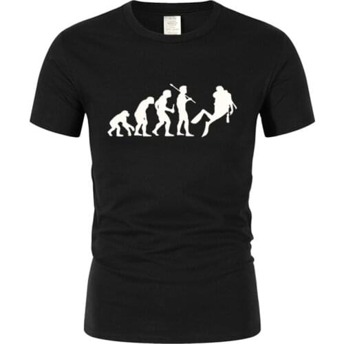 Fashion Human Evolution Scuba Diver T-shirt Funny Dive Diving Evolution T Shirts Top Quality Men Cotton Short Sleeve t shirt Top