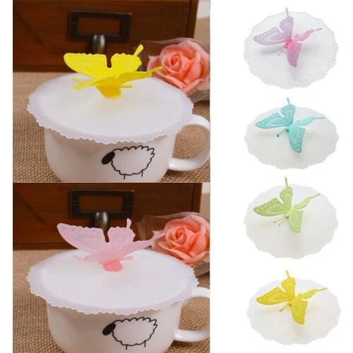 Butterfly Silicone Leakproof Coffee Mug Suction Lid Cap Airtight Seal Cup Cover Anti-dust Suction Seal Cap butterfly Gifts