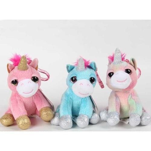 Hot 14CM Unicorn Plush Stuffed Toy Doll Kids Party Keychain Gift Plush Toys Decor Pendant Toy Small Pendant Bag Charm Pendant