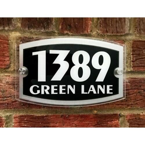 House Sign Wall Gate Door Number Street Name Plaque Acrylic Glass Effect Stylish