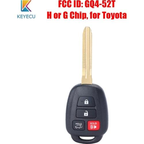 KEYECU GQ4-52T KYDZ Replacement Remote Car Key Fob for Toyota Rav4 2013 2014 2015 2016 2017 2018 With H or G Chip GQ452T