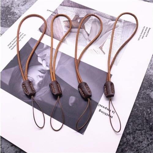 Short Leather Phone Strap Anti-lost Key Chain Good Quality Lanyard Cowhide Hand Rope For U disk Bluetooth Small Speaker Sling