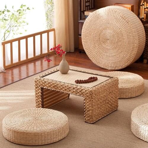 Meditation Mat Weaving Rattan Tatami Chair Cushion Thick Straw Woven Rattan Rattan Futon Round Seat Pier Woven Straw Bay Window