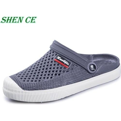 SHEN CE 2020 New 4 Colors Croc Shoes Men Band Sandals Summer Beach Water Swimming Mens Shoes