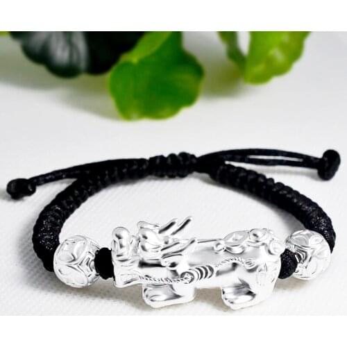 Male and female temperament silver-plated adjustable bracelet red black rope couple bracelet 2020 lucky fortune lucky bracelet