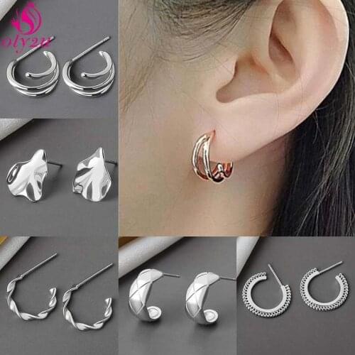 New Fashion Golden Metal Face Earring Hook Minimalist Irregular Geometric Earrings Unusual Female Party Wedding Jewelry Earmuffs