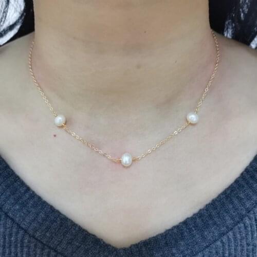 Handmade Natural Pearl Necklace 14K Gold Filled Choker Perle Pendants Collier Femme Perle Collar Mujer Perla Boho Women Necklace