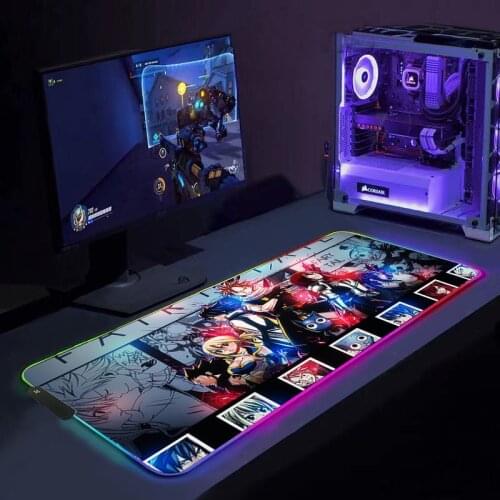 RGB Gaming Fairy Tail Mouse Pad Large Size Colorful Luminous for PC Computer Desktop 7 Colors LED Desk Mat Gamer Keyboard pad