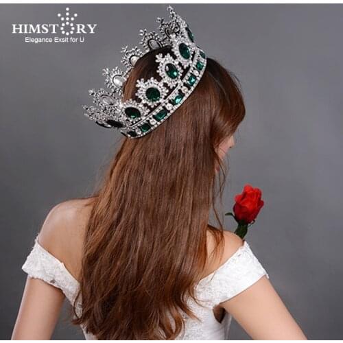 Luxury Sparkling Extra Large Round Crystal Queen Tiaras Crown Diameter 17cm Bridal Pageant Prom Wedding Party Hair Accessories