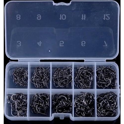 500pcs High Carbon Steel Fishhooks 3-12# Fish/Catfish/Circle/Barbed Hooks Kit Stainless/Carp/Freshwater/For Fishing Hook/Tackle