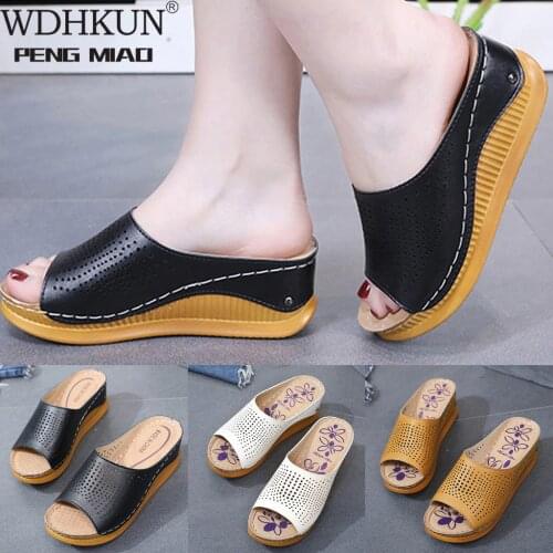 Shoes Woman Sandals High Heels Women Sandals Flat Casual Shoes Summer Sandals Women 2020 Summer Shoes Genuine Platform Slippers