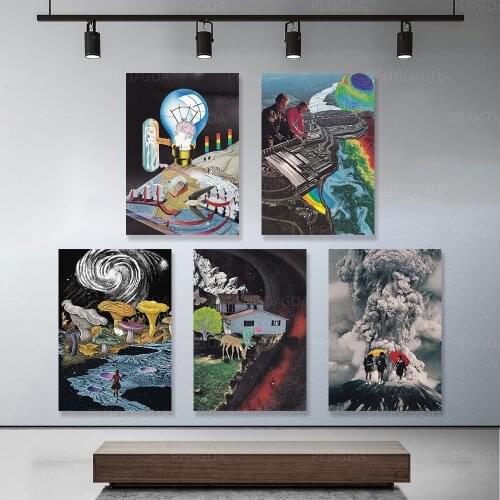Modern Wall Art Home Decor Living Room Tornado Typhoon Mushroom Deer Bulb Canvas Painting HD Print Picture Modular Frame Posters