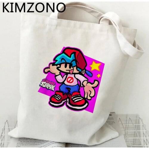 Friday Night Funkin shopping bag bolsa tote canvas grocery shopper reusable bag net fabric tote sac toile