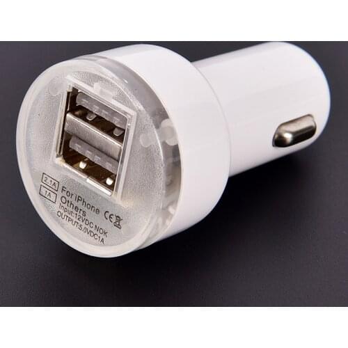 1PC Universal Mini Dual 2 Port USB Car Charger AdapterSmart Mobile Cell Phone Wholesale Dropship Car Interior Accessories
