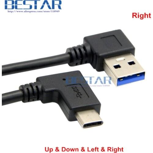 1FT Angle TYPE-C Reversible USB 3.1 USB-C Angled to 90 Degree Left Right Up Down Angled USB 3.0 type A Male Data Cable 30CM