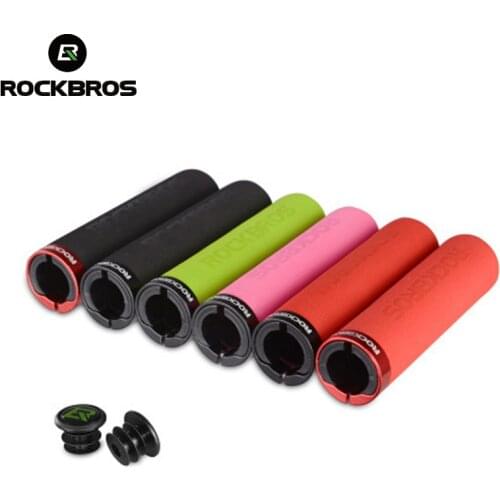 ROCKBROS Bicycle Grips MTB Silicone Sponge Handlebar Grips Shock-absorbing Anti-skid Soft Bike Grips Ultraight Cycling Handlebar