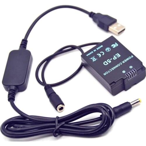 Power Bank 5V USB cable adapter + EP-5D DC Coupler ENEL21 EN-EL21 dummy battery grip for Nikon 1 V2 1V2