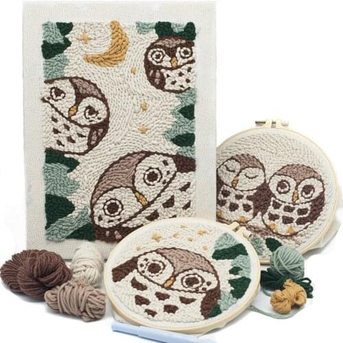 Owl Handmade DIY Embroidery Material Package With Yarn For DIY Beginners Cartoon Embroidery Needlework Wool Work