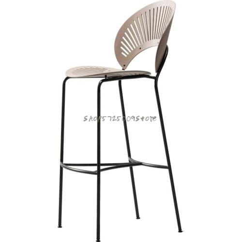 Nordic Solid Wood High Stool Bar Chair Family Modern Simple Bar Chair Designer Light Luxury Back High Chair