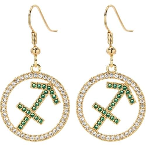 High quality fashion temperament AAA zircon Sagittarius earrings for women / girls wedding party jewelry earrings ER-344