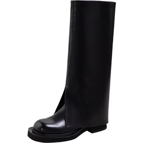 Modern Mid-Calf Boots Women Genuine Calf Leather High End Fashion Luxury New Designed 2021 Autumn and Winter Shoes