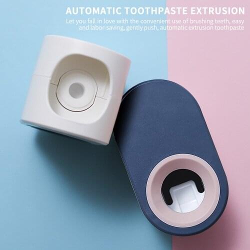 2pc Automatic Toothpaste Dispenser Wall Mount Dust-Proof Toothpaste Squeezer Quick Non-Toxic Take Straw Toothpaste Rack