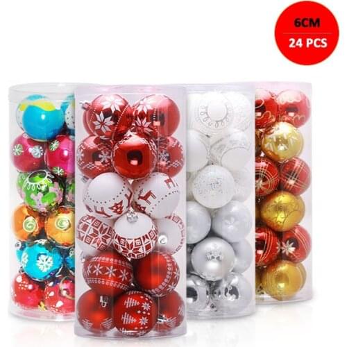 24pcs/Lot Color Painted 6cm/2.4Inch Christmas Tree Decoration Ball Ornaments Hang Bauble Ball For Home Bar Party Decoration