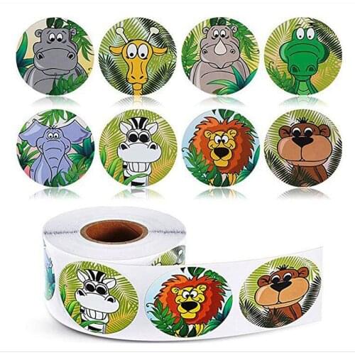500pcs/Roll Cute Animal Series Decoration Sticker For Kids Reward Toy Sticker Fashion Cartoon Lion Stickers
