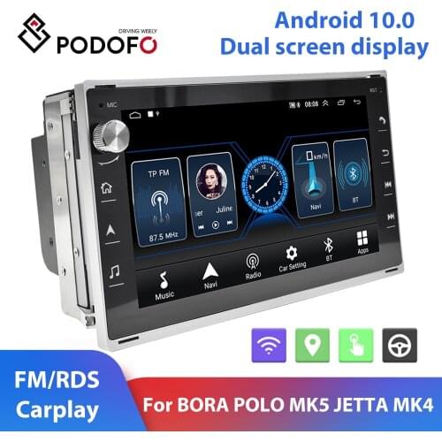 Podofo Android 10.0 2Din Car Multimedia player 7 inch RDS FM GPS Car Auto Radio For VW BORA/POLO/MK5/SHARAN/JETTA/MK4/CITI/CHICO