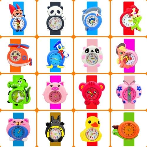 Free Shipping Children Quartz Watch Silicone Strap 16 Styles Pattern Girls Kids Digital Watches Boys Baby Christmas Gift Clock