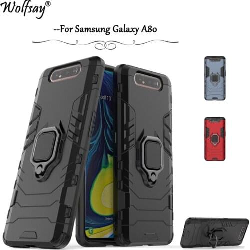 For Samsung Galaxy A80 Case Armor Metal Finger Ring Holder Phone Bumper For Samsung Galaxy A80 Back Cover For Samsung A80 Fundas