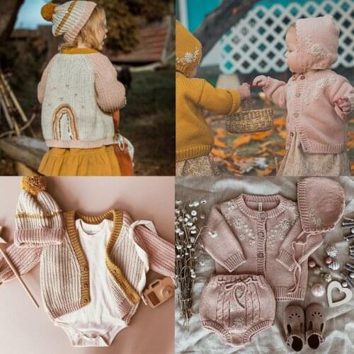 Kids Brand Sweaters 2020 New Winter Toddler Boys Girls W Wawa Cute Flower Knit Embroidery Cardigan Baby Child Cotton Outwear